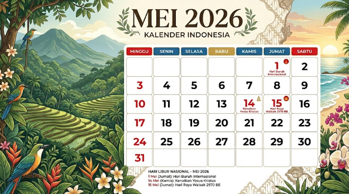 Daftar Lengkap Tanggal Merah dan Hari Besar Mei 2026. Siap-Siap Healing!